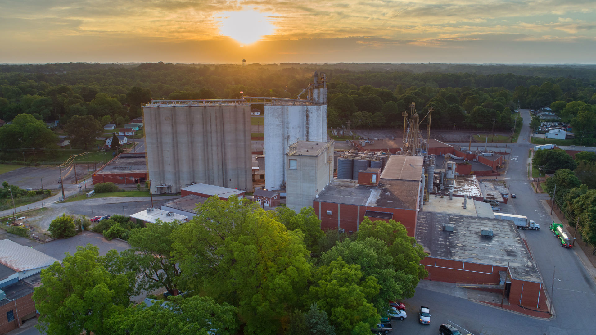 Aerial view of bakery mix plant in Newton, North Carolina