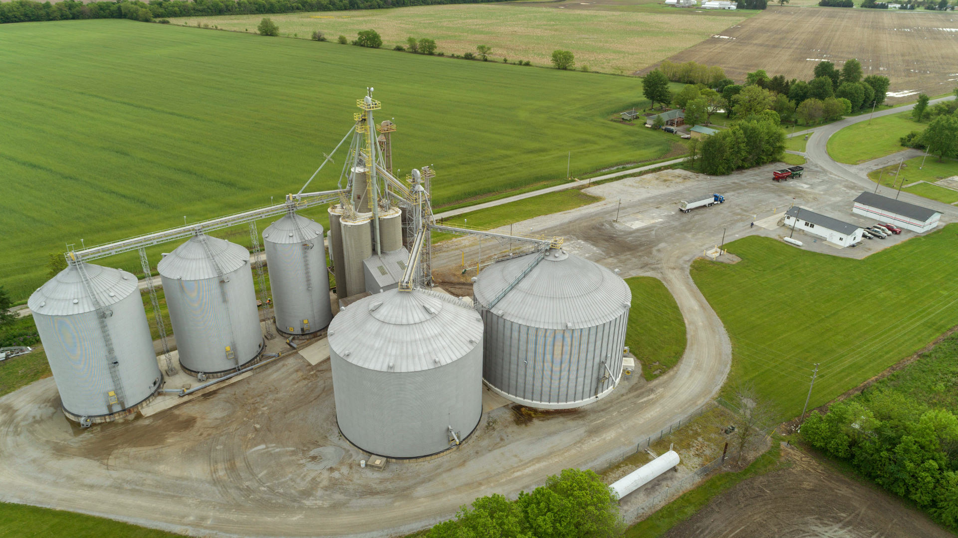 Aerial view of grain elevator