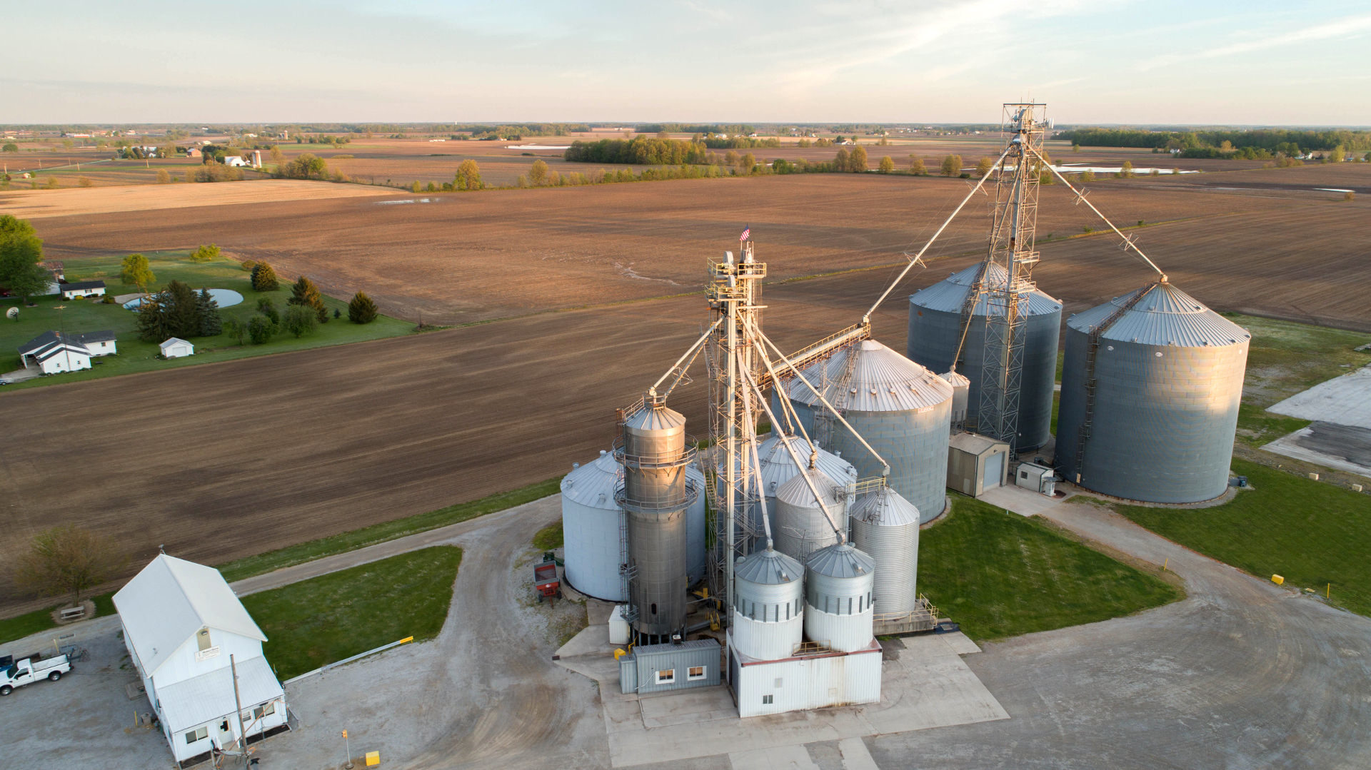 Aerial view of grain elevator
