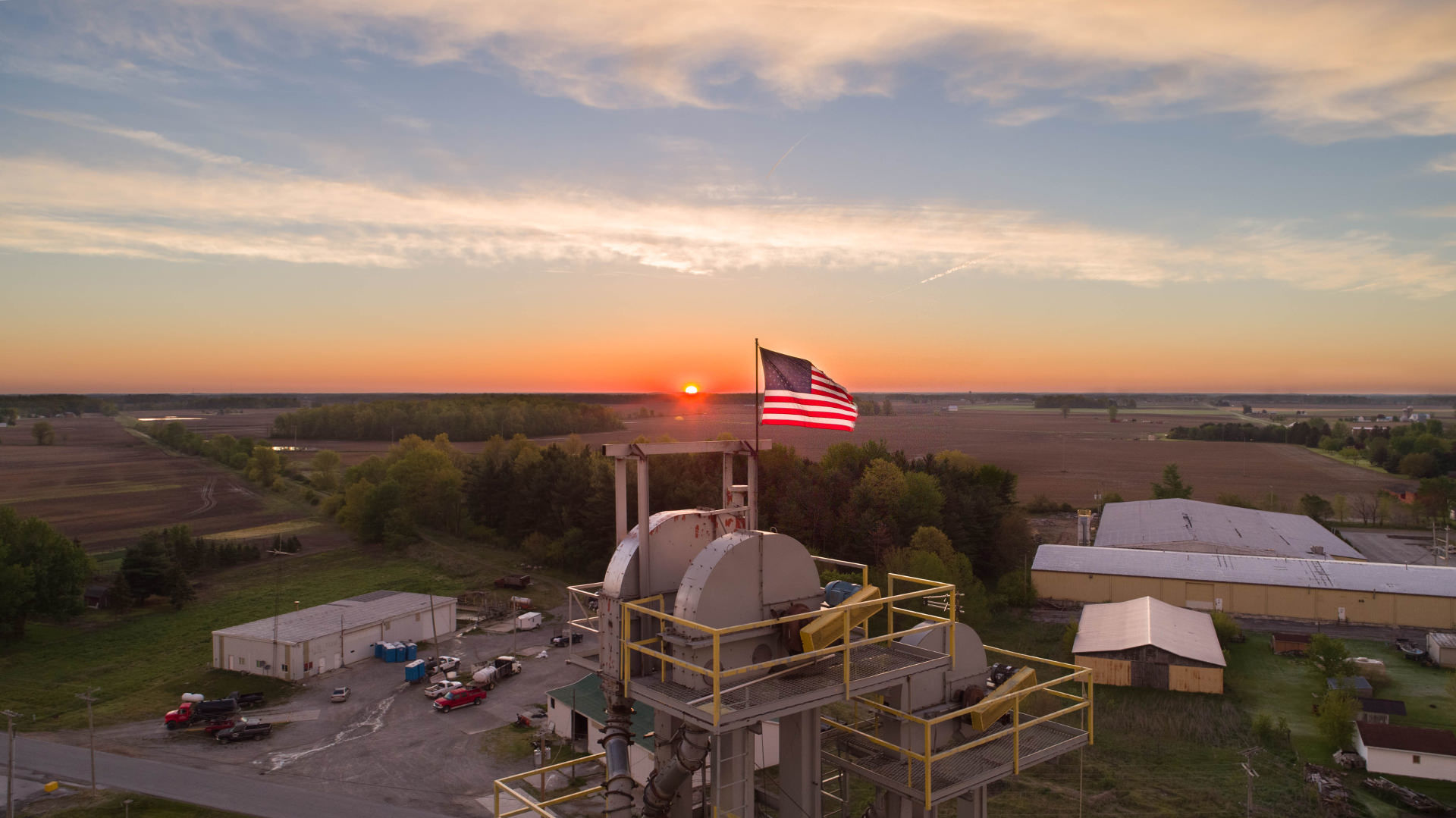 Flag proudly displayed above Wharton Elevator