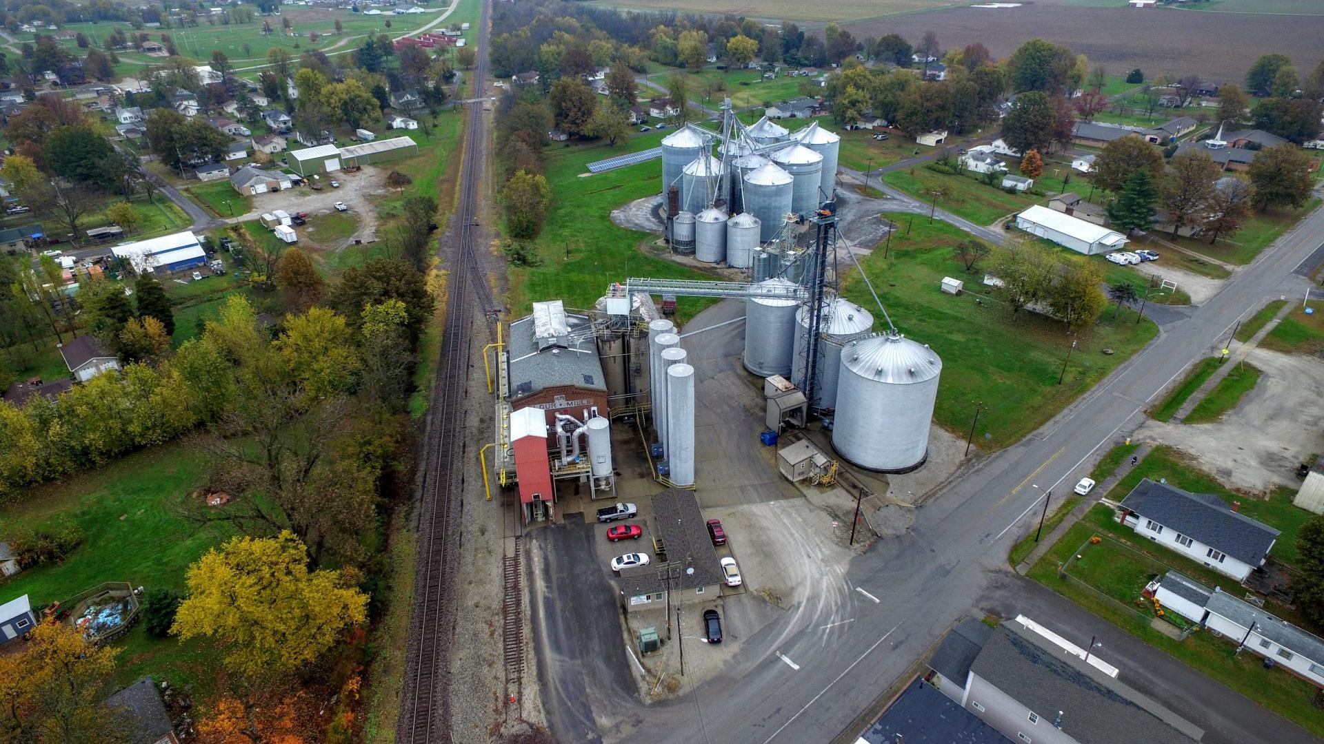 Aerial view of Mt. Olive Flour Mill
