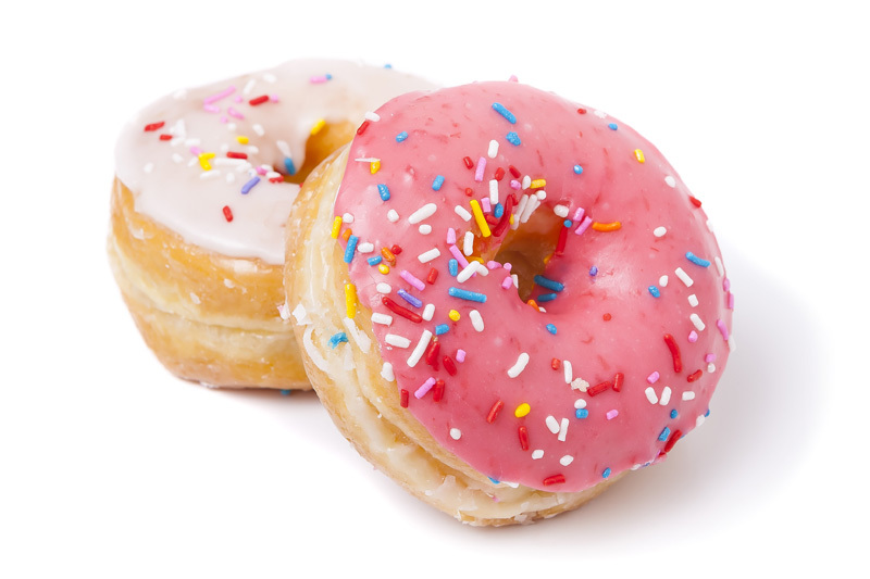Frosted yeast-raised donuts